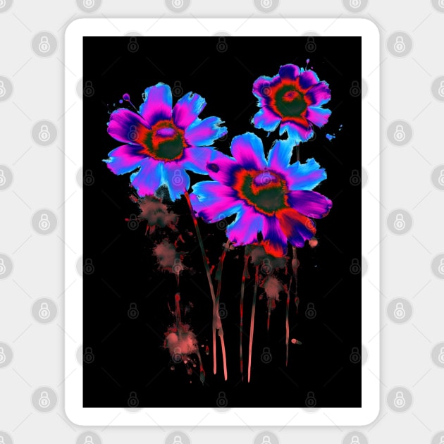 Colorful Psychodelic Flowers Magnet by Ravenglow